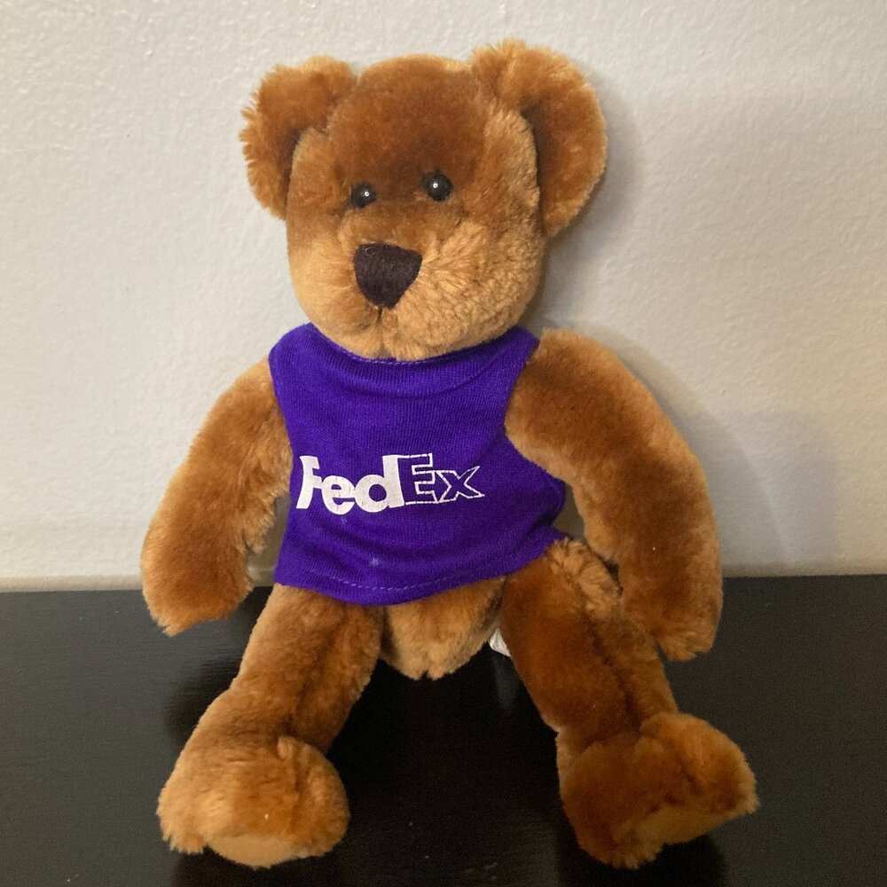 Vintage 1999 FedEx Posable 9" Stuffed Brown Bear - Collectable Memorabilia